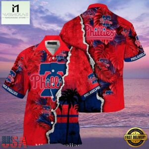 MLB Philadelphia Phillies Sunset Palms Red Horizon Aloha Hawaiian Shirt.jpg 1Group
