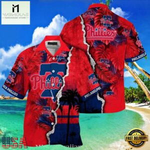 MLB Philadelphia Phillies Sunset Palms Red Horizon Aloha Hawaiian Shirt.jpg 1Group