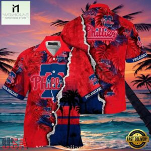 MLB Philadelphia Phillies Sunset Palms Red Horizon Aloha Hawaiian Shirt.jpg 1Group