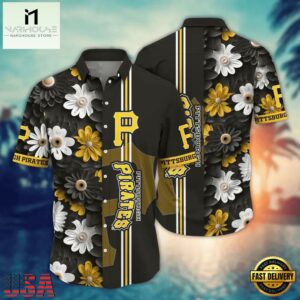 MLB Pittsburgh Pirates Daisy Stripe Hawaiian Shirt