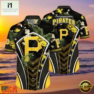 MLB Pittsburgh Pirates Flower Tropical Style Hot Trending Hawaiian Button Down Shirt