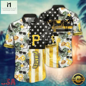 MLB Pittsburgh Pirates Tropical Island Stripe Hawaiian Shirt