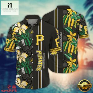 MLB Pittsburgh Pirates Tropical Jungle Stripe Hawaiian Shirt
