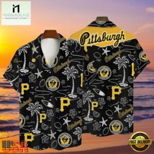 MLB Pittsburgh Pirates Tropical Palms Black Style Hot Trending Hawaiian Shirt