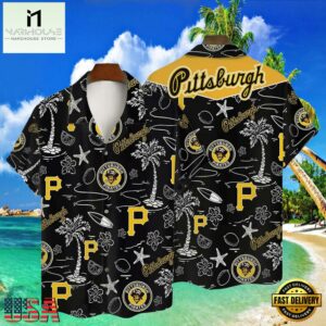 MLB Pittsburgh Pirates Tropical Palms Black Style Hot Trending Hawaiian Shirt