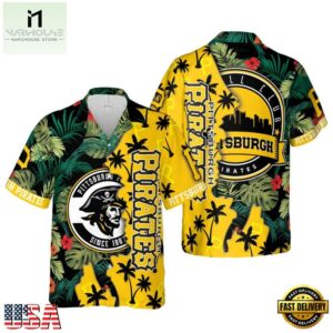 MLB Pittsburgh Pirates Tropical Skyline Hawaiian Shirt
