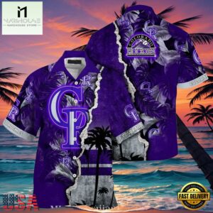 MLB Purple Palm Silhouette Colorado Rockies Hot Summer Hawaiian Shirt
