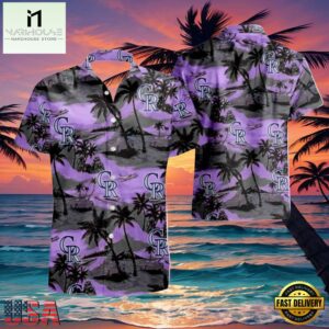 MLB Purple Sunset Palms Colorado Rockies Hot Summer Hawaiian Shirt