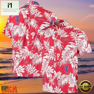 MLB Red And White Phillies Hot Summer Hawaiian Shirt With Monochrome Floral Elegance , Hot Summer 2025 Hawaiian Shirts 6 MLB Red And White Phillies Hot Summer Hawaiian Shirt With Monochrome Floral Elegance