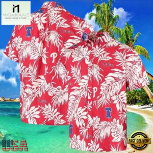 MLB Red And White Phillies Hot Summer Hawaiian Shirt With Monochrome Floral Elegance , Hot Summer 2025 Hawaiian Shirts 7 MLB Red And White Phillies Hot Summer Hawaiian Shirt With Monochrome Floral Elegance