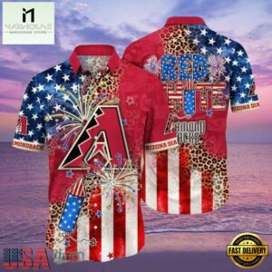 MLB Red, White, & Diamondbacks Hot Summer Aloha Shirt â€“ Patriotic Firework Spectacle