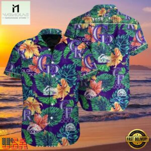 MLB Rockies Blue Polynesian Pattern Hot Summer Aloha Shirt
