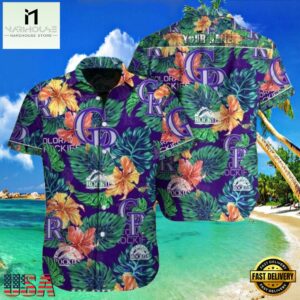 MLB Rockies Blue Polynesian Pattern Hot Summer Aloha Shirt