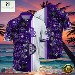MLB Rockies Deep Purple Floral Hot Summer Aloha Shirt