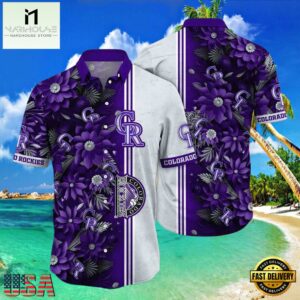 MLB Rockies Deep Purple Floral Hot Summer Aloha Shirt