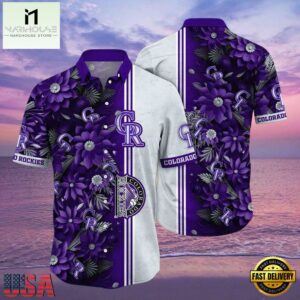 MLB Rockies Deep Purple Floral Hot Summer Aloha Shirt