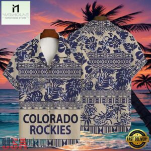 MLB Rockies Navy Tribal Diamond Tropical Hot Summer Hawaiian Shirt