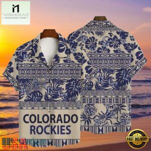 MLB Rockies Navy Tribal Diamond Tropical Hot Summer Hawaiian Shirt
