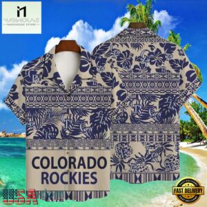 MLB Rockies Navy Tribal Diamond Tropical Hot Summer Hawaiian Shirt