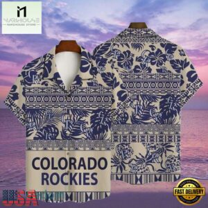 MLB Rockies Navy Tribal Diamond Tropical Hot Summer Hawaiian Shirt