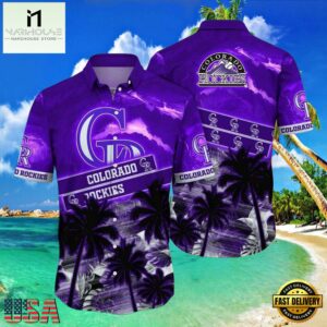 MLB Rockies Nightfall Tropics Colorado Purple Sunset Hot Summer Hawaiian Shirt