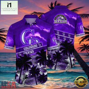 MLB Rockies Nightfall Tropics Colorado Purple Sunset Hot Summer Hawaiian Shirt