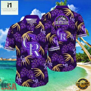 MLB Rockies Palms And Gold Lavish Colorado Tropical Hot Summer Hawaiian Shirt
