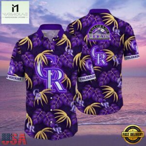 MLB Rockies Palms And Gold Lavish Colorado Tropical Hot Summer Hawaiian Shirt
