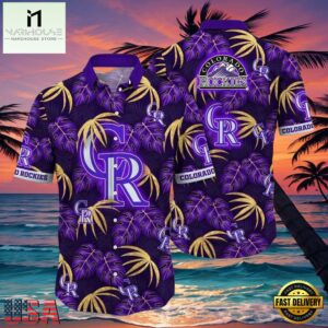 MLB Rockies Palms And Gold Lavish Colorado Tropical Hot Summer Hawaiian Shirt