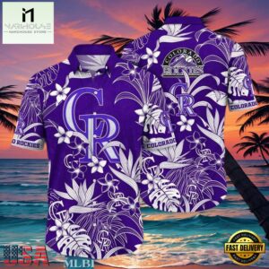 MLB Rockies Purple Floral Elegance Hot Summer Aloha Shirt