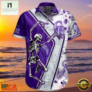 MLB Rockies Purple Skeleton Dance Tropical Hot Summer Hawaiian Shirt , Hot Summer 2025 Hawaiian Shirts 6 MLB Rockies Purple Skeleton Dance Tropical Hot Summer Hawaiian Shirt