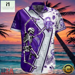MLB Rockies Purple Skeleton Dance Tropical Hot Summer Hawaiian Shirt