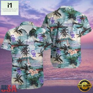MLB Rockies Serene Palms And Sunset Hot Summer Hawaiian Shirt