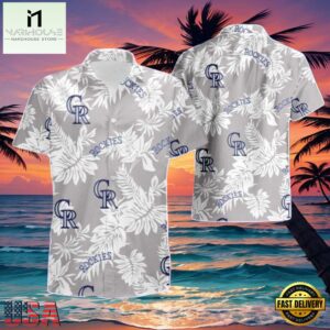 MLB Rockies Silver Leaf Elegance Hot Summer Aloha Shirt