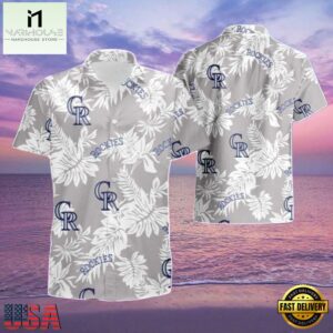 MLB Rockies Silver Leaf Elegance Hot Summer Aloha Shirt
