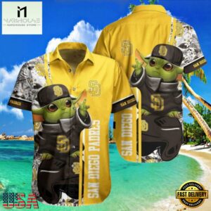 MLB San Diego Padres Aloha Hawaiian Shirt With Baby Yoda And Tropical Flowers.jpg 1Group