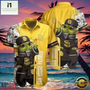 MLB San Diego Padres Aloha Hawaiian Shirt With Baby Yoda And Tropical Flowers.jpg 1Group