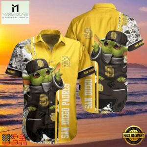 MLB San Diego Padres Aloha Hawaiian Shirt With Baby Yoda And Tropical Flowers.jpg 1Group