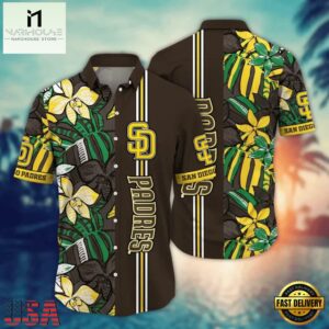 MLB San Diego Padres Tropical Stripe Hawaiian Shirt