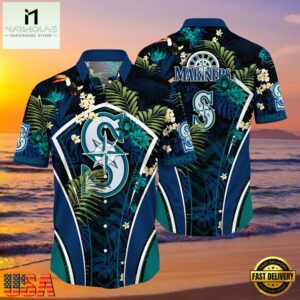 MLB Seattle Mariners Hibiscus Tropical Flowers Stripe Style Hot Trending Hawaiian Shirt