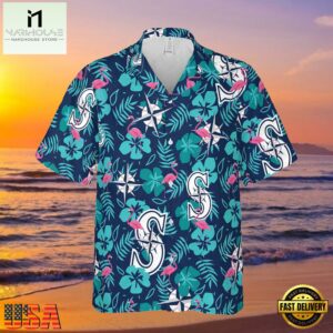 MLB Seattle Mariners Tropical Hibiscus Flamingo Style Hot Trending Hawaiian Shirt