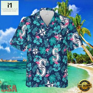 MLB Seattle Mariners Tropical Hibiscus Flamingo Style Hot Trending Hawaiian Shirt