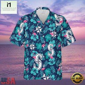 MLB Seattle Mariners Tropical Hibiscus Flamingo Style Hot Trending Hawaiian Shirt