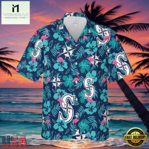 MLB Seattle Mariners Tropical Hibiscus Flamingo Style Hot Trending Hawaiian Shirt
