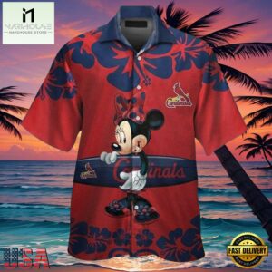 MLB St. Louis Cardinals Aloha Shirt Featuring Minnie Mouse And Surfboard.jpg 1Group