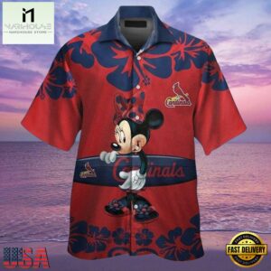 MLB St. Louis Cardinals Aloha Shirt Featuring Minnie Mouse And Surfboard.jpg 1Group