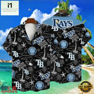 MLB Tampa Bay Rays Tropical Palms Black Style Hot Trending Hawaiian Shirt