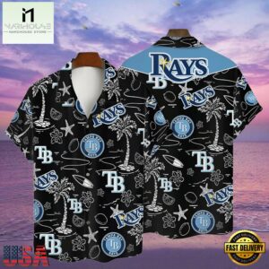 MLB Tampa Bay Rays Tropical Palms Black Style Hot Trending Hawaiian Shirt