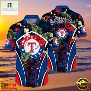 MLB Texas Rangers Flower Tropical Style Hot Trending Hawaiian Button Down Shirt