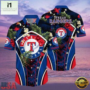 MLB Texas Rangers Flower Tropical Style Hot Trending Hawaiian Button Down Shirt